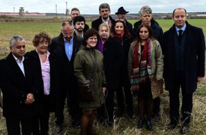 A delegation from the Party of European Socialists (PES) speaks to media after visiting the leader of the pro-Kurdish Peoples' Democratic Party (HDP) party Selahattin Demirtas, imprisoned in Edirne, on November 21, 2016, in front of the Erdine Prison. Ten MPs from the HDP, including co-leaders Selahattin Demirtas and Figen Yukseksag, were arrested this month on charges of links to the outlawed Kurdistan Workers' Party (PKK). Turkey declared a state of emergency after a failed coup bid in July, with tens of thousands arrested in a massive crackdown which critics call a breach of human rights. / AFP PHOTO / YASIN AKGUL