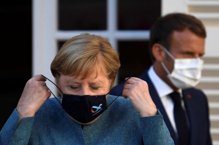 French President Emmanuel Macron and German Chancellor Angela Merkel meet at Fort de Bregancon